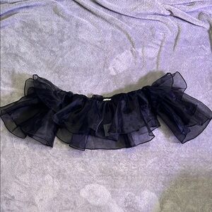 NWT 12th Tribe Black Organza Off the Shoulder Top